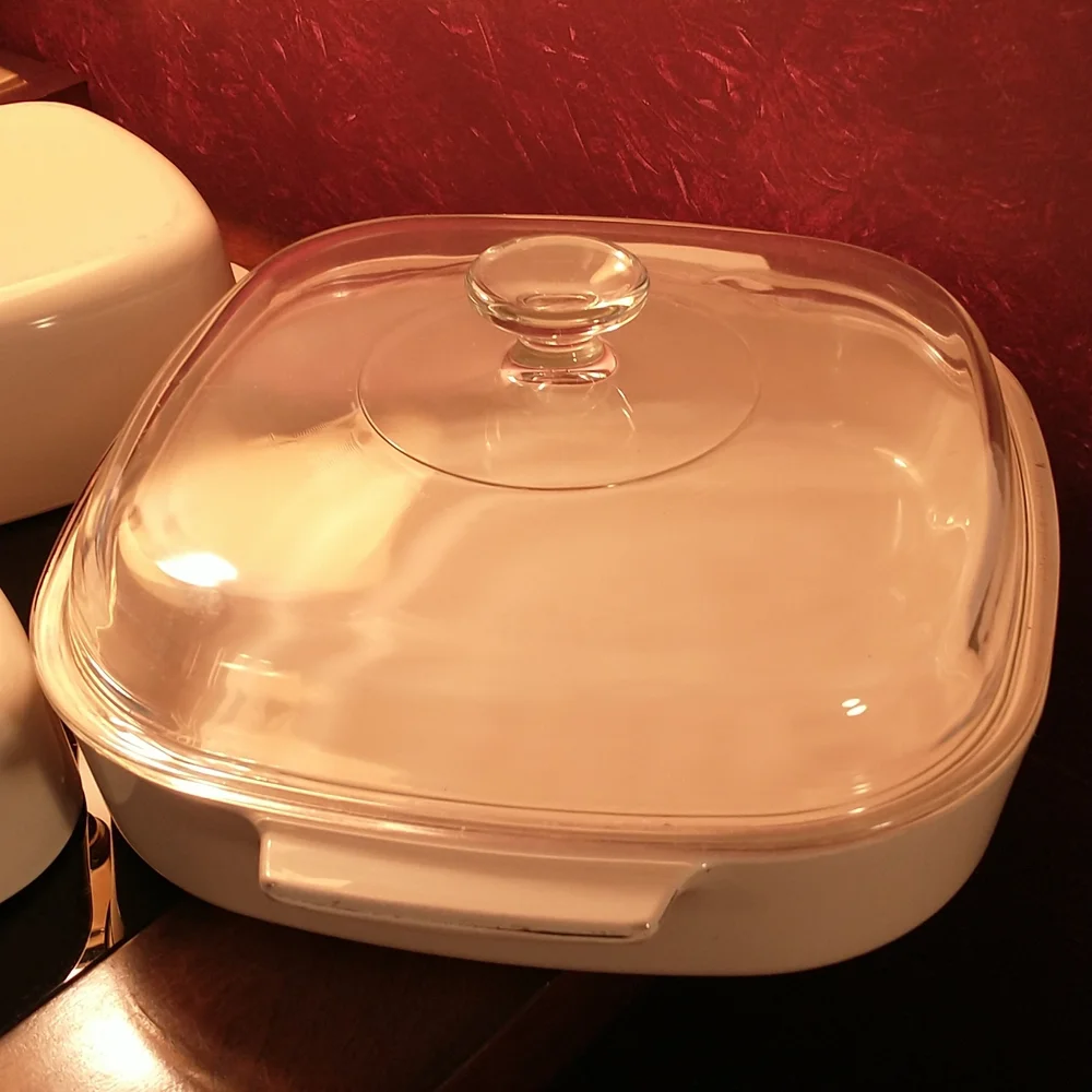 Rare Vintage - Corning Ware - No Pattern - 3pc Set w/Lid - A10 - Picture 7 of 9